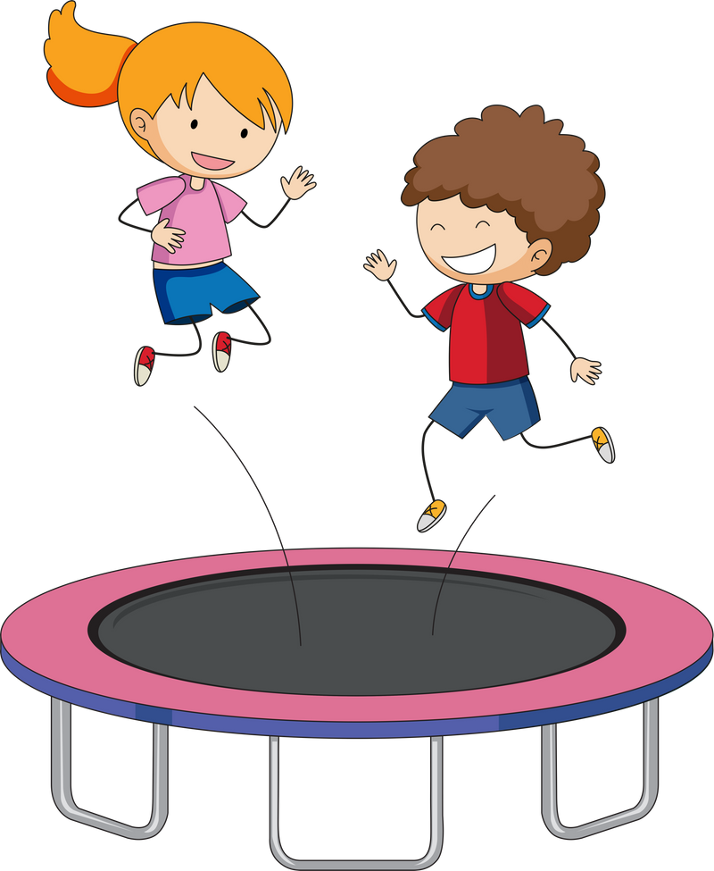 Children jumping on trampoline